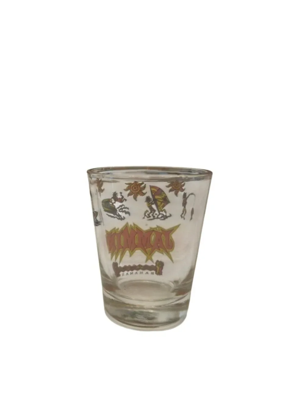 Vintage Jammin Bahamas Shot Glass Frosted Caribbean Surf Reggae Souvenir Barware